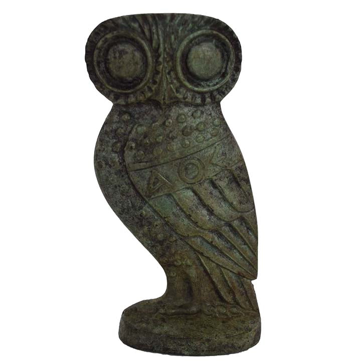 Owl of Athens bronze small flat figurine - Goddess Athena symbol of wisdom