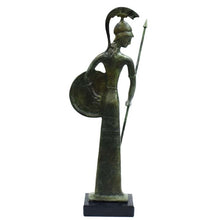 Load image into Gallery viewer, Goddess Athena with shield bronze figure - Symbol of Wisdom Strength Strategy
