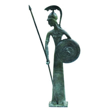 Load image into Gallery viewer, Goddess Athena with shield bronze figurine - Symbol of Wisdom Strength Strategy
