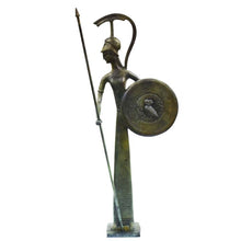 Load image into Gallery viewer, Goddess Athena with shield bronze statue sculpture - Symbol of Wisdom Strategy
