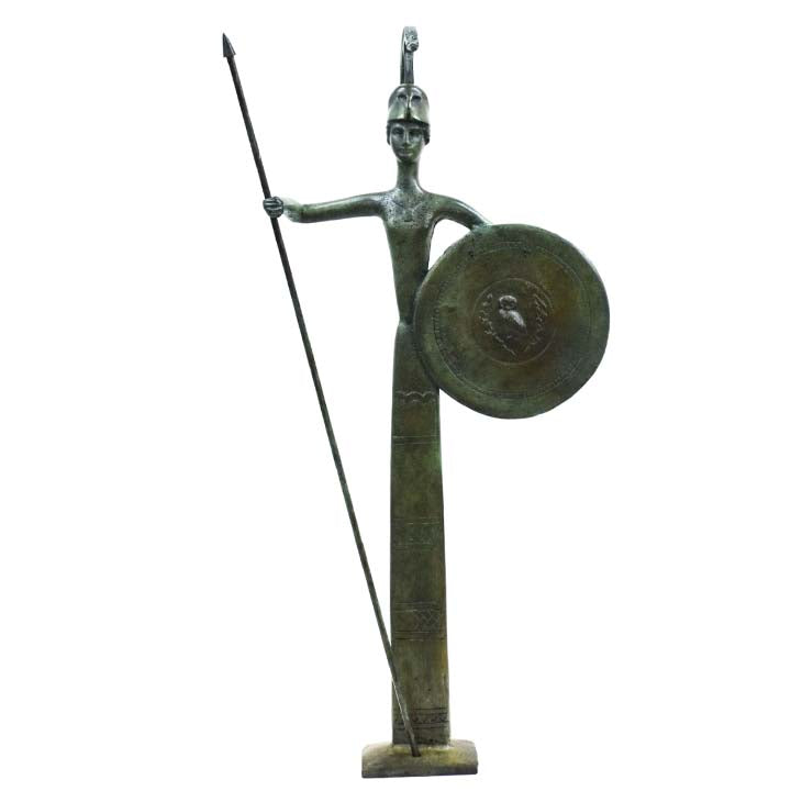Goddess Athena with shield large bronze statue - Symbol of Wisdom Strategy