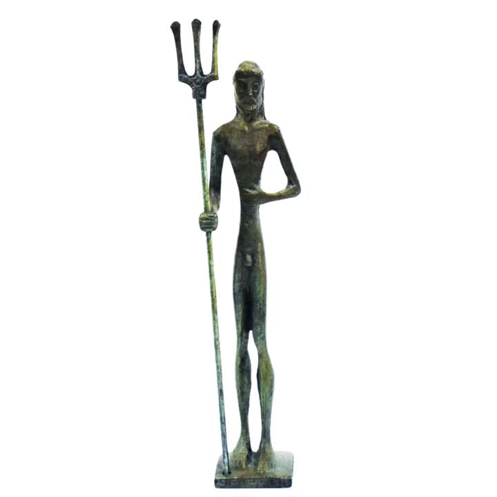 Poseidon small bronze figurine - Ancient Greek God of the sea - Twelve Olympians