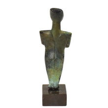 Load image into Gallery viewer, Cycladic Bronze Idol figurine on marble base - Ancient Art Abstract Simplicity
