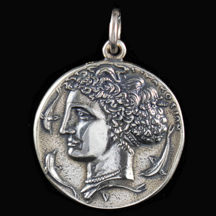 Goddess Artemis X-Large Silver Coin Pendant - Diana Mistress of Animals