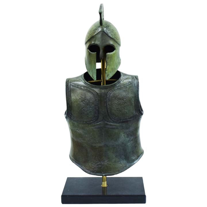 Greek Spartan Corinthian Armor Helmet Pure Bronze set - Hoplite soldier infantry