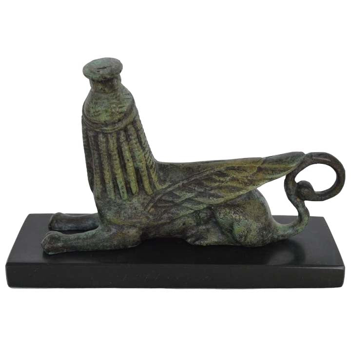 Sphinx small bronze statue Guardian of sacred places - Museum of Olymp ...