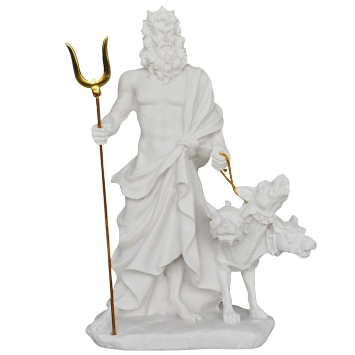 Hades and Cerberus Alabaster statue - Ancient Greek God of The Underworld Pluto