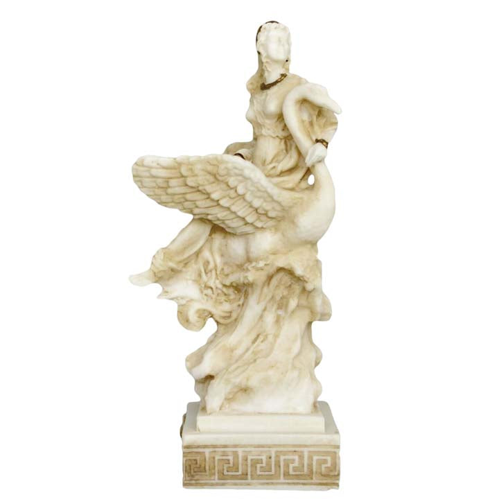 Aphrodite on Swan Alabaster aged small Statue - Goddess Of Love Beauty Venus