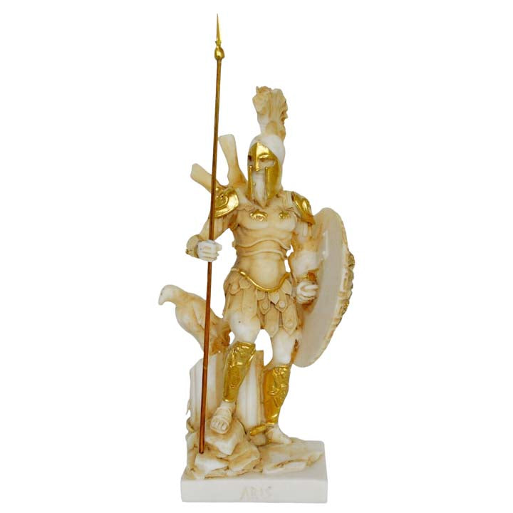 Ares God of war Alabaster aged statue - Greek God of Olympus - Spirit of Battle