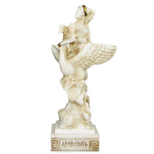 Load image into Gallery viewer, Aphrodite on Swan Alabaster aged small Statue - Goddess Of Love Beauty Venus
