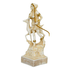 Load image into Gallery viewer, Artemis Goddess of Hunt Alabaster aged small Statue - Diana Mistress of Animals
