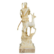 Load image into Gallery viewer, Artemis Goddess of Hunt Alabaster aged small Statue - Diana Mistress of Animals
