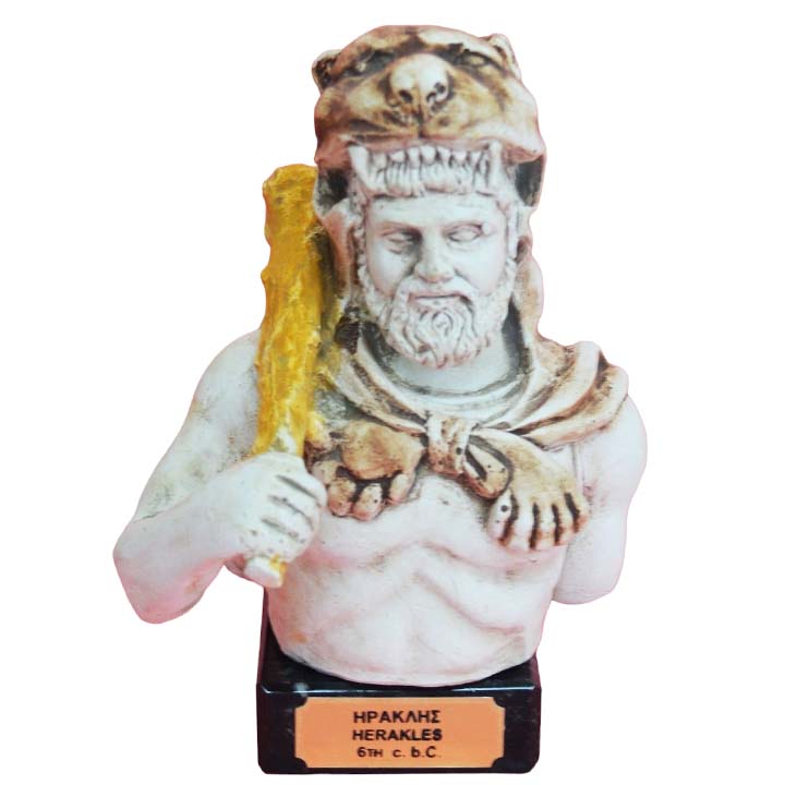 Heracles small head bust on marble base - Greatest of all heroes - Demigod Zeus