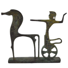 Load image into Gallery viewer, Bronze Warrior Figurine with Horse - Ancient Greece - Homer iliad - Trojan War
