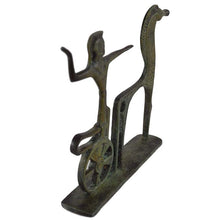 Load image into Gallery viewer, Bronze Warrior Figurine with Horse - Ancient Greece - Homer iliad - Trojan War
