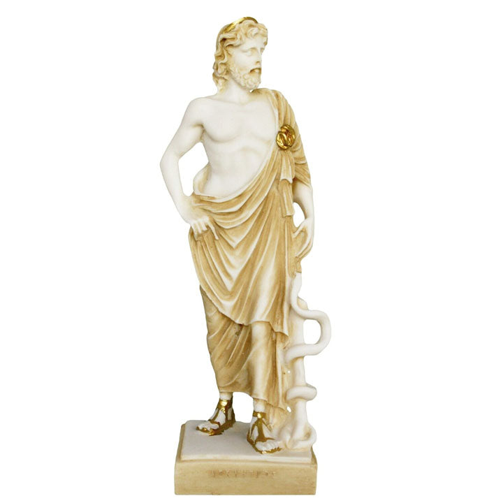 Asclepius God of Medicine and Healing Alabaster aged statue - Greek Mythology