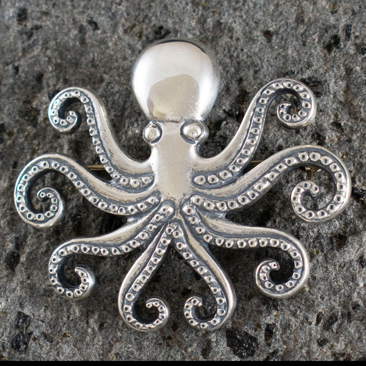 Octopus Silver Pendant - Symbol of Intelligence - Brooch - Pin - Ancient Greece