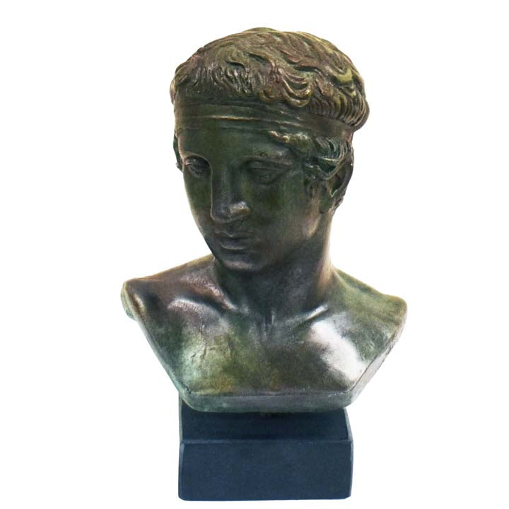 Bust of a young athlete binding his hair - Found on Delos island - Athens Museum