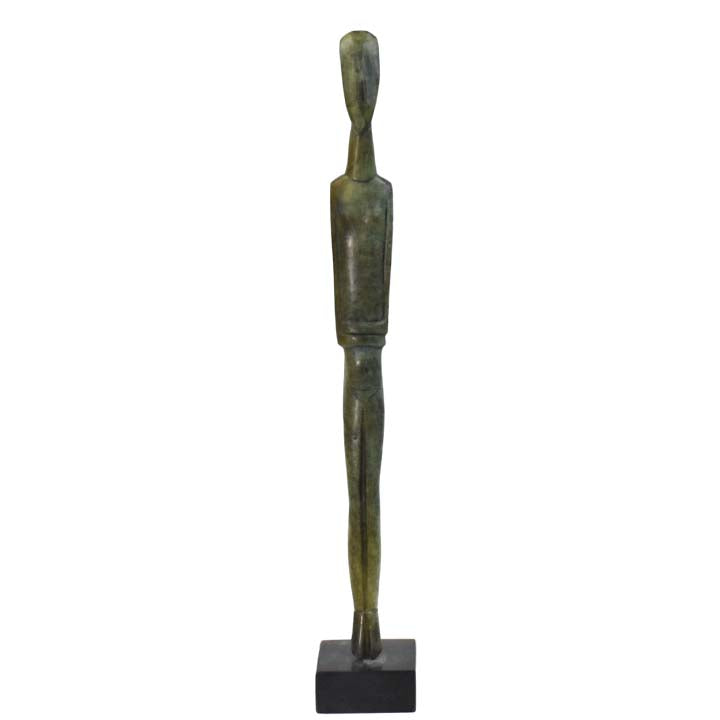 Cycladic Bronze Idol statue on marble base - Ancient Art Abstract Simplicity