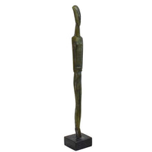 Load image into Gallery viewer, Cycladic Bronze Idol statue on marble base - Ancient Art Abstract Simplicity
