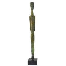 Load image into Gallery viewer, Cycladic Bronze Idol statue on marble base - Ancient Art Abstract Simplicity

