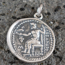 Load image into Gallery viewer, Alexander The Great Hercules Large Silver Pendant - Macedonia Star - Vergina King

