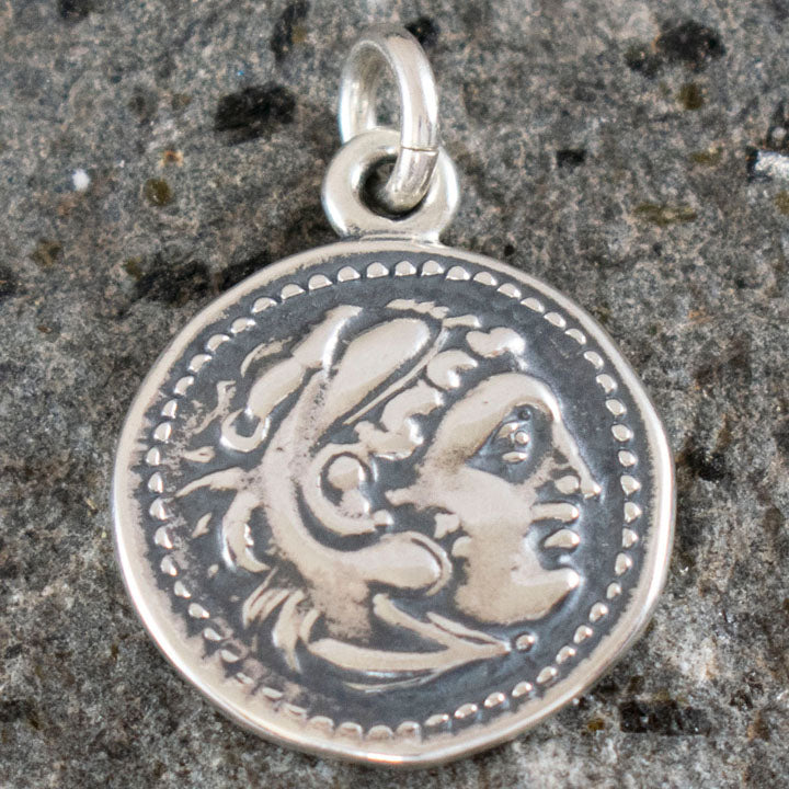 Alexander The Great Hercules Silver Coin Pendant - Macedonia Vergina King