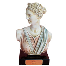 Load image into Gallery viewer, Artemis Goddess of Hunt bust statue on marble base - Diana Mistress of Animals
