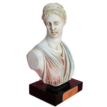 Load image into Gallery viewer, Artemis Goddess of Hunt bust statue on marble base - Diana Mistress of Animals
