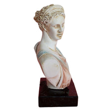 Load image into Gallery viewer, Artemis Goddess of Hunt bust statue on marble base - Diana Mistress of Animals
