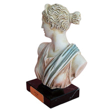 Load image into Gallery viewer, Artemis Goddess of Hunt bust statue on marble base - Diana Mistress of Animals
