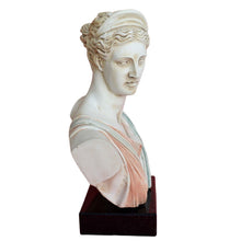 Load image into Gallery viewer, Artemis Goddess of Hunt head bust on marble base - Diana Mistress of Animals
