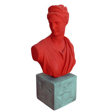 Load image into Gallery viewer, Artemis Goddess of Hunt Red bust statue - Diana Mistress of Animals
