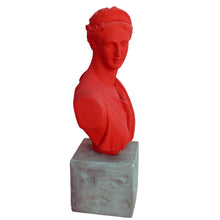 Load image into Gallery viewer, Artemis Goddess of Hunt Red bust statue - Diana Mistress of Animals
