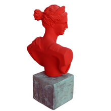 Load image into Gallery viewer, Artemis Goddess of Hunt Red bust statue - Diana Mistress of Animals
