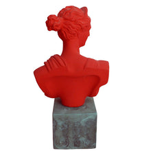 Load image into Gallery viewer, Artemis Goddess of Hunt Red bust statue - Diana Mistress of Animals
