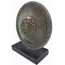 Load image into Gallery viewer, Ancient Greek small bronze shield with Gorgon Medusa head and meander design
