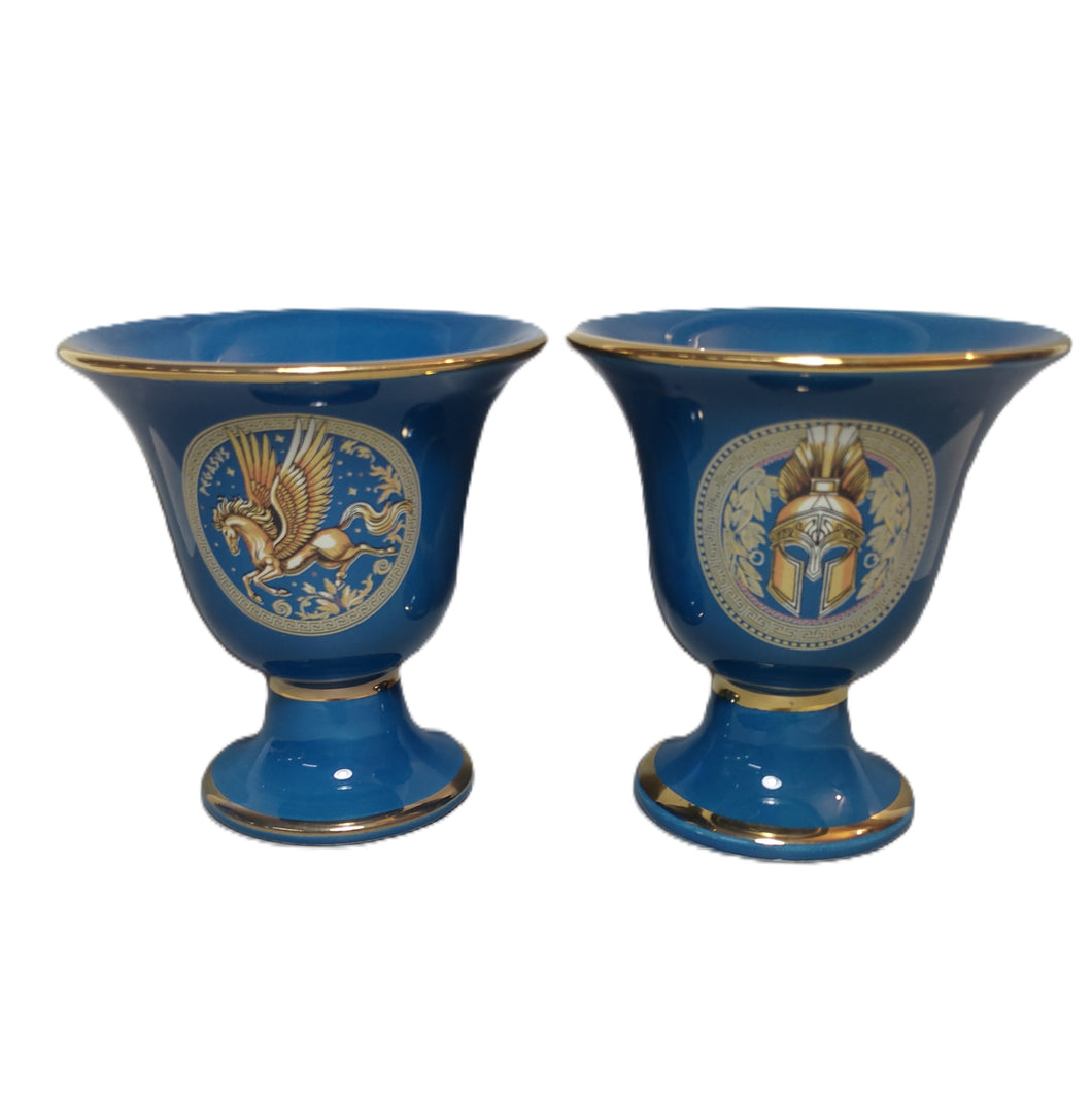 Pegasus and Helmet Design Pythagorean 2 cups high quality set Pythagoras color petrol