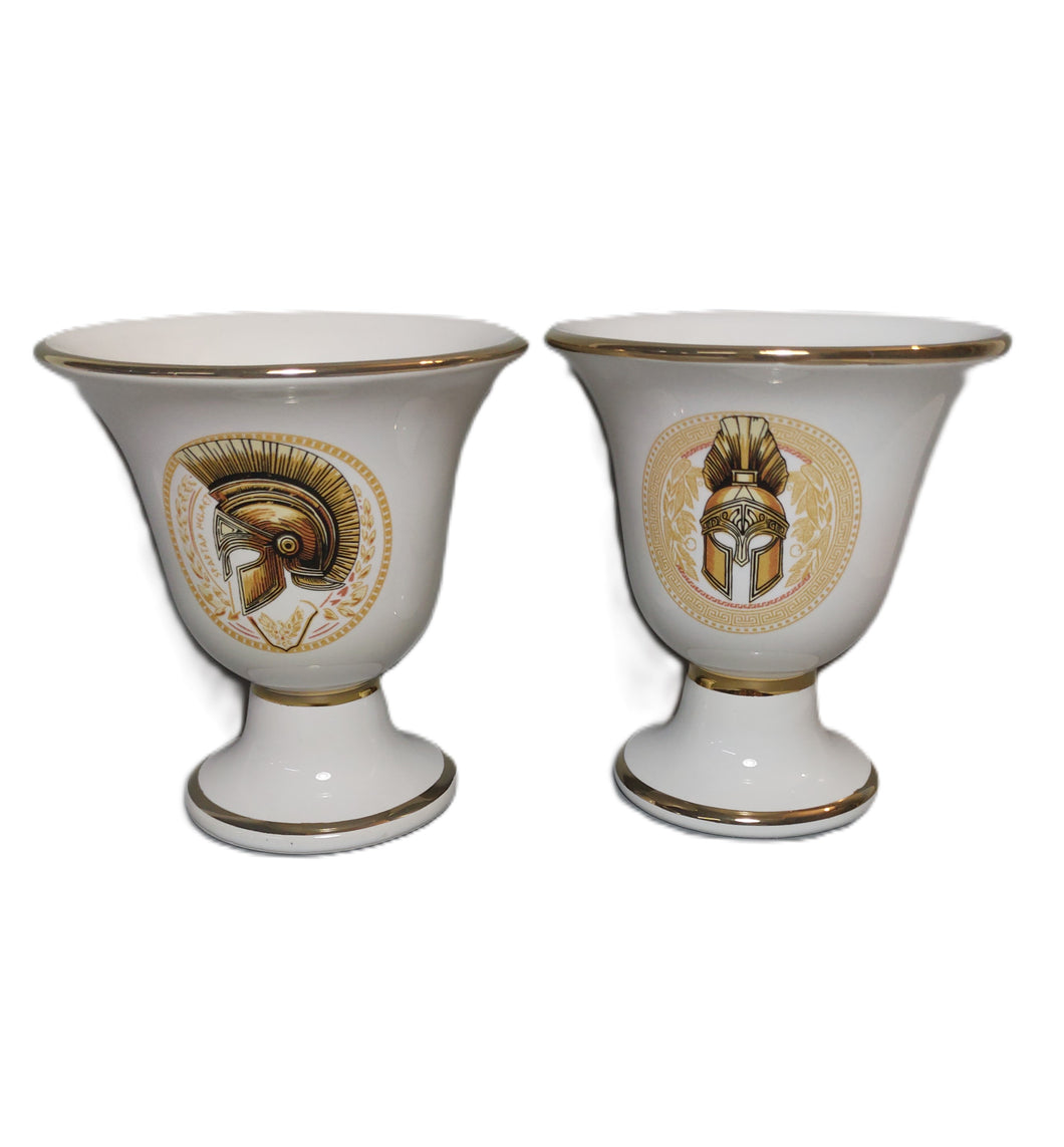 Spartan Helmet Design Pythagorean 2 cups high quality white set