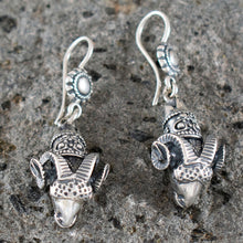 Load image into Gallery viewer, Ram&#39;s Head Large Silver Earrings - Nobility - Ancient Greece
