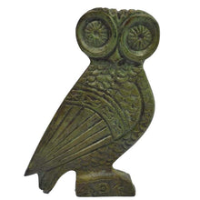 Load image into Gallery viewer, Owl of Athens bronze small flat sculpture - Goddess Athena - Symbol of wisdom
