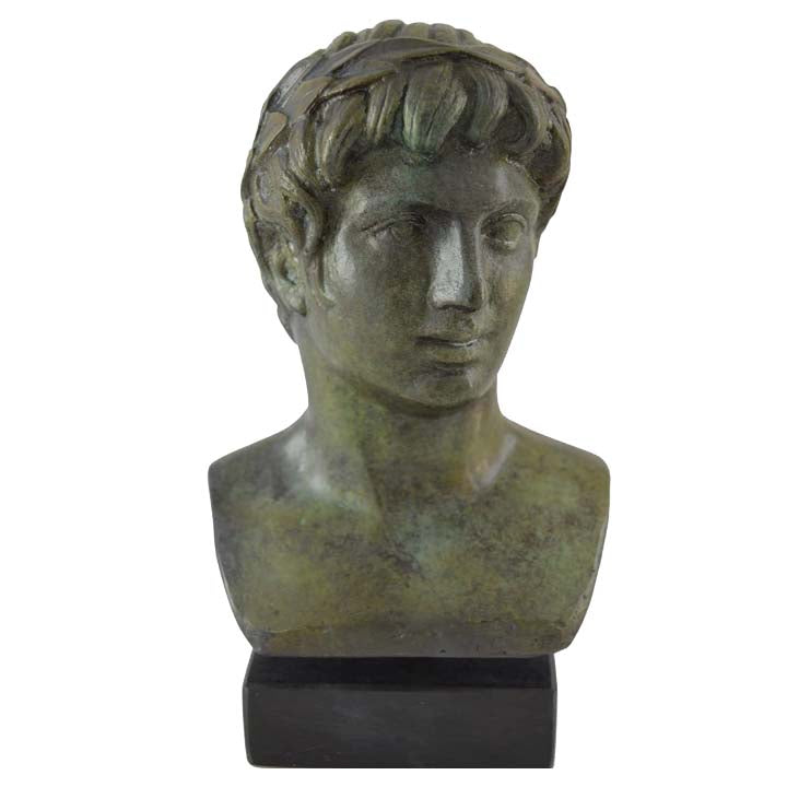 Apollo bronze bust sculpture - Olympian God of light sun music poetry