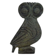 Load image into Gallery viewer, Owl of Athens small bronze flat sculpture - Goddess Athena symbol of wisdom
