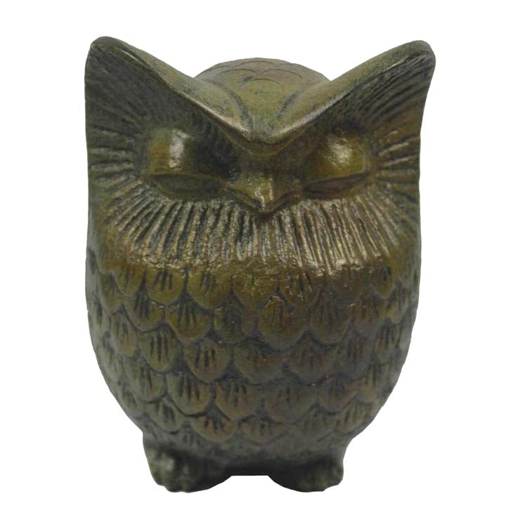 Owl of Wisdom Bronze statue - Goddess Athena symbol