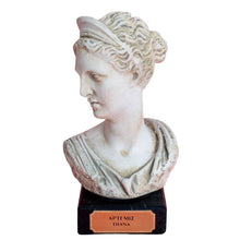 Load image into Gallery viewer, Artemis Goddess of Hunt small statue on marble base - Diana Mistress of Animals
