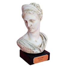Load image into Gallery viewer, Artemis Goddess of Hunt small statue on marble base - Diana Mistress of Animals
