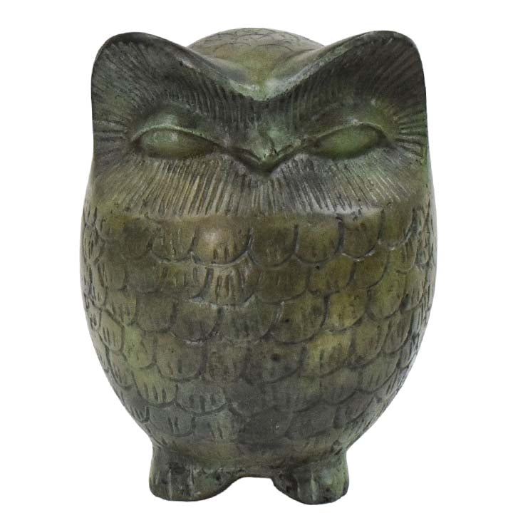 Owl of Wisdom Bronze statue sculpture - Goddess Athena symbol - Athens