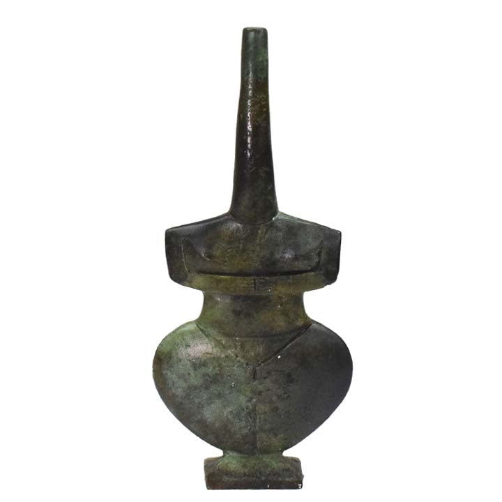 Cycladic Violos Female Bronze Figurine - Ancient Abstract Art Statue Simplicity