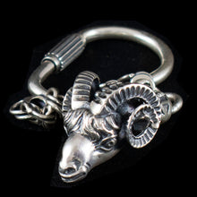 Load image into Gallery viewer, Ram&#39;s Head Sterling Silver Keychain - Nobility - Ancient Greece
