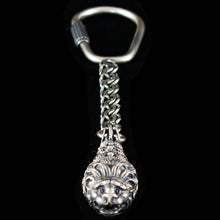 Load image into Gallery viewer, Lion Head Sterling Silver Keychain - Strength Symbol - Ancient Greece
